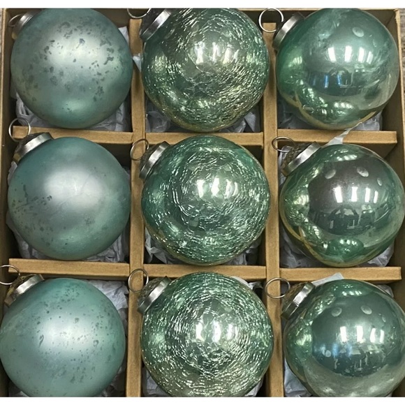 tinsel & fir Holiday 9 Tinsel Fir Kugel Style Green Mercury Glass